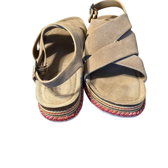 MUKLUKS Suede Strappy Platform Sandals Colorful Sole Womens Size 40 (9.5) Adjus - Picture 9 of 10